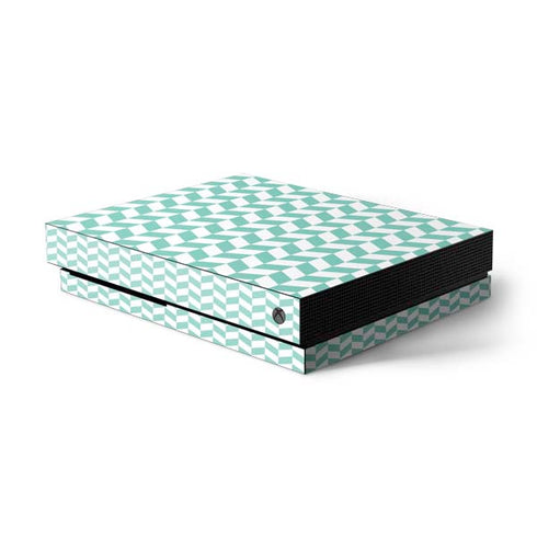 Blue White Chevron Xbox One X Console Skin