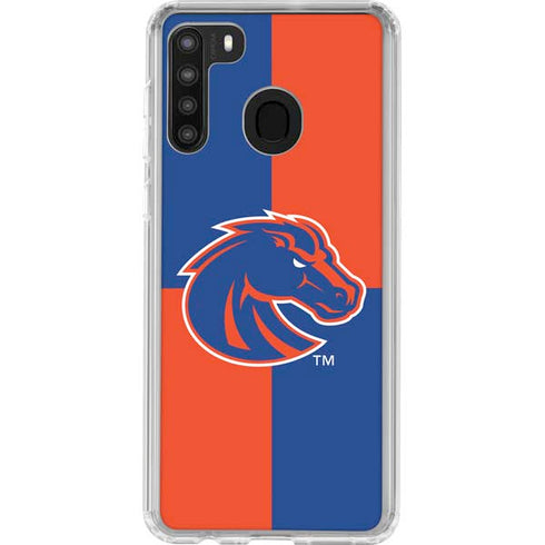 Boise State University Broncos Checkered Galaxy A21 Clear Case