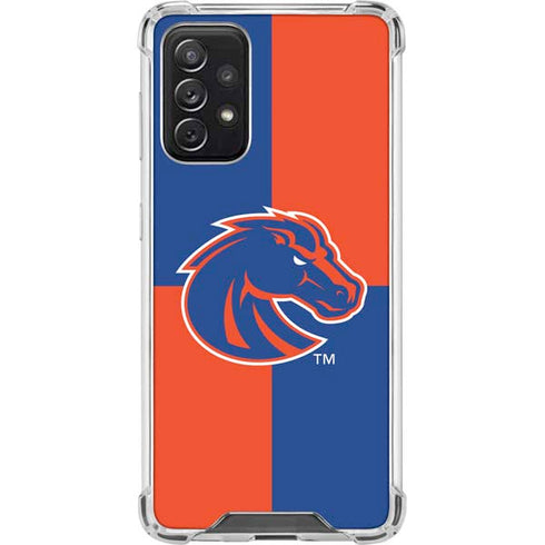 Boise State University Broncos Checkered Galaxy A72 5G Clear Case