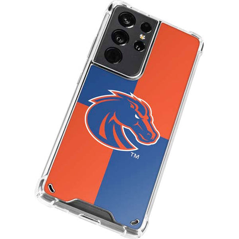 Boise State University Broncos Checkered Galaxy S21 Ultra 5G Clear Case