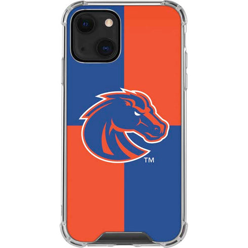 Boise State University Broncos Checkered iPhone 14 Plus Clear Case