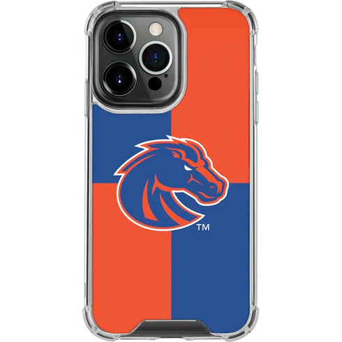 Boise State University Broncos Checkered iPhone 15 Pro Clear Case