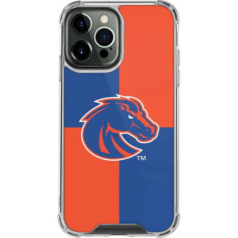 Boise State University Broncos Checkered iPhone 14 Pro Max Clear Case