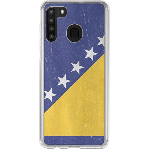Bosnia and Herzegovina Flag Distressed Galaxy A21 Clear Case
