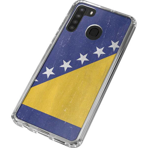 Bosnia and Herzegovina Flag Distressed Galaxy A21 Clear Case