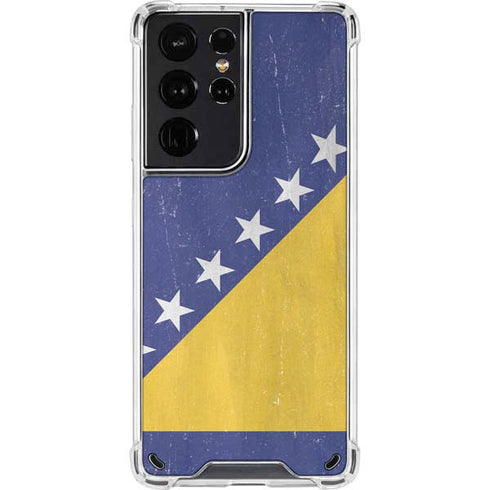 Bosnia and Herzegovina Flag Distressed Galaxy S21 Ultra 5G Clear Case