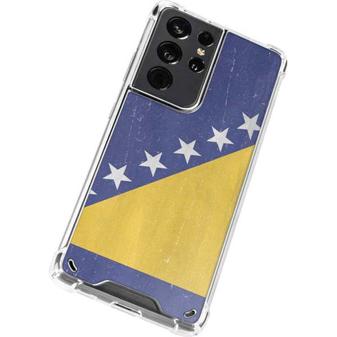Bosnia and Herzegovina Flag Distressed Galaxy S21 Ultra 5G Clear Case