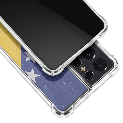 Bosnia and Herzegovina Flag Distressed Galaxy S21 Ultra 5G Clear Case