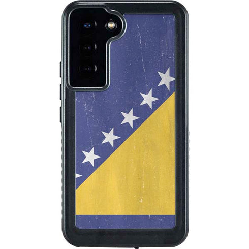 Bosnia and Herzegovina Flag Distressed Galaxy S23 Plus Waterproof Case