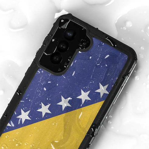Bosnia and Herzegovina Flag Distressed Galaxy S23 Plus Waterproof Case