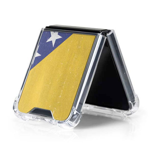 Bosnia and Herzegovina Flag Distressed Galaxy Z Flip5 5G Clear Case