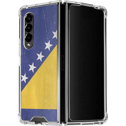 Bosnia and Herzegovina Flag Distressed Galaxy Z Fold4 5G Clear Case
