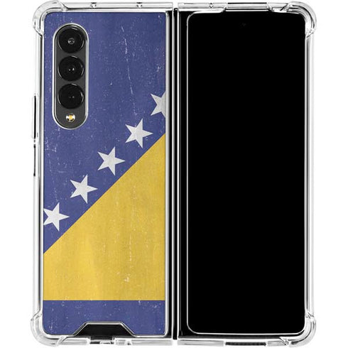 Bosnia and Herzegovina Flag Distressed Galaxy Z Fold4 5G Clear Case