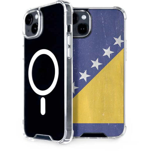 Bosnia and Herzegovina Flag Distressed iPhone 15 Plus MagSafe Case
