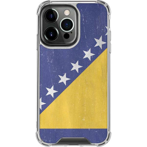 Bosnia and Herzegovina Flag Distressed iPhone 14 Pro Clear Case