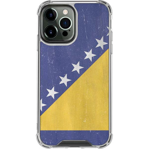 Bosnia and Herzegovina Flag Distressed iPhone 15 Pro Max Clear Case
