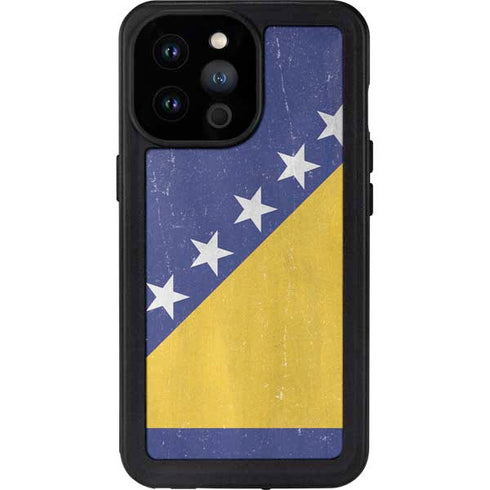 Bosnia and Herzegovina Flag Distressed iPhone 14 Pro Max Waterproof Case