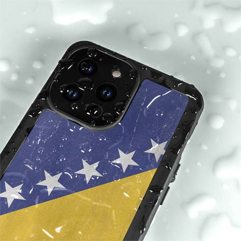 Bosnia and Herzegovina Flag Distressed iPhone 14 Pro Max Waterproof Case