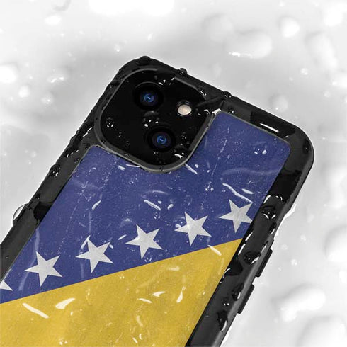 Bosnia and Herzegovina Flag Distressed iPhone 15 Waterproof Case