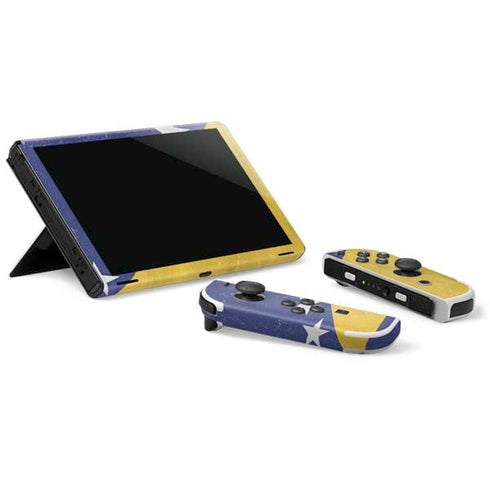 Bosnia and Herzegovina Flag Distressed Nintendo Switch OLED (2021) Skin