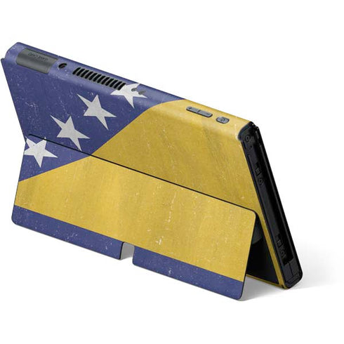Bosnia and Herzegovina Flag Distressed Nintendo Switch OLED (2021) Skin