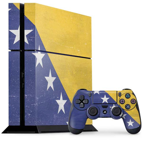 Bosnia and Herzegovina Flag Distressed PS4 Console and Controller Bundle Skin