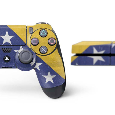 Bosnia and Herzegovina Flag Distressed PS4 Console and Controller Bundle Skin