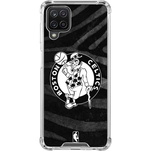 NBA Boston Celtics Black Animal Print Galaxy A12 Clear Case