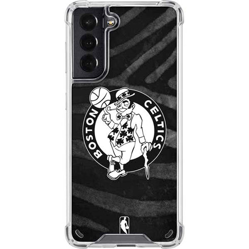 NBA Boston Celtics Black Animal Print Galaxy S21 5G Clear Case