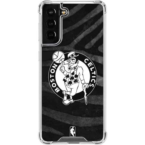 NBA Boston Celtics Black Animal Print Galaxy S21 FE Clear Case