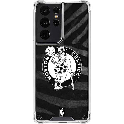 NBA Boston Celtics Black Animal Print Galaxy S21 Ultra 5G Clear Case