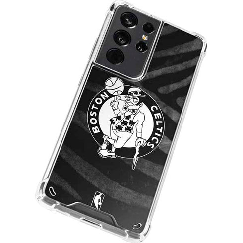 NBA Boston Celtics Black Animal Print Galaxy S21 Ultra 5G Clear Case