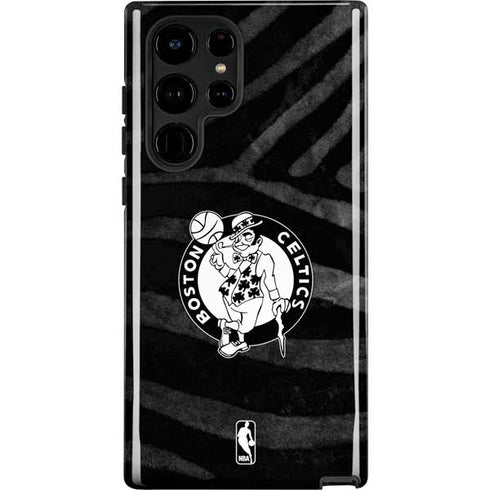 NBA Boston Celtics Black Animal Print Galaxy S24 Ultra Impact Case