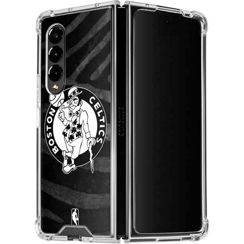 NBA Boston Celtics Black Animal Print Galaxy Z Fold4 5G Clear Case