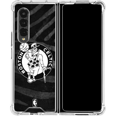 NBA Boston Celtics Black Animal Print Galaxy Z Fold4 5G Clear Case