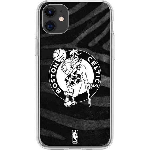 NBA Boston Celtics Black Animal Print iPhone 11 Clear Case