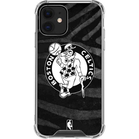 NBA Boston Celtics Black Animal Print iPhone 12 Clear Case
