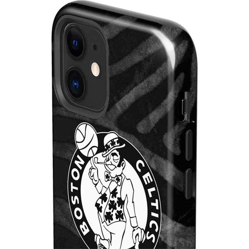 NBA Boston Celtics Black Animal Print iPhone 12 Impact Case