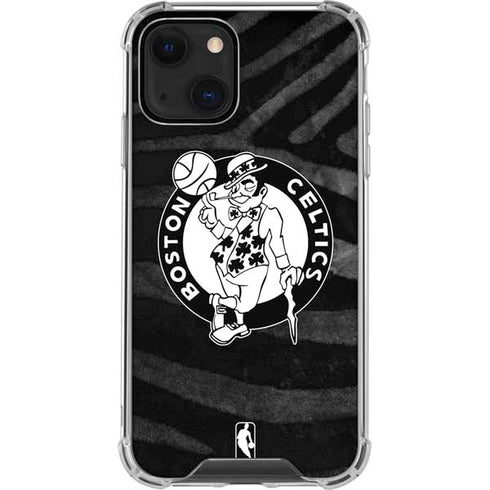 NBA Boston Celtics Black Animal Print iPhone 14 Clear Case