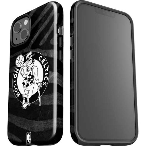 NBA Boston Celtics Black Animal Print iPhone 15 Plus Impact Case