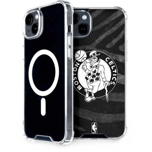NBA Boston Celtics Black Animal Print iPhone 15 MagSafe Case