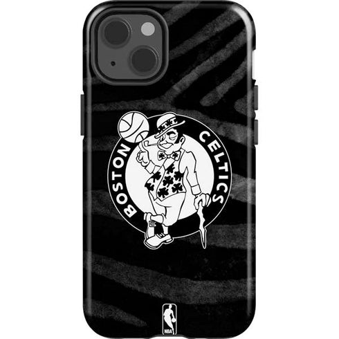NBA Boston Celtics Black Animal Print iPhone 15 Impact Case