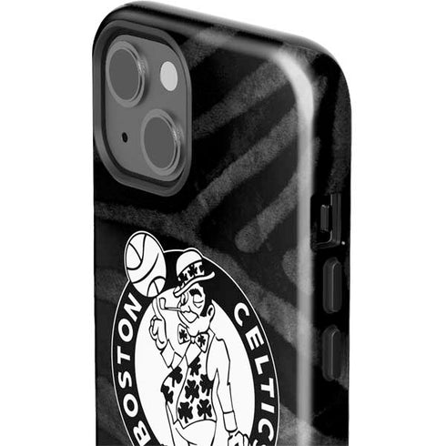 NBA Boston Celtics Black Animal Print iPhone 15 Impact Case