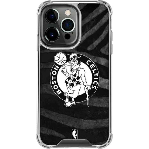 NBA Boston Celtics Black Animal Print iPhone 15 Pro Clear Case