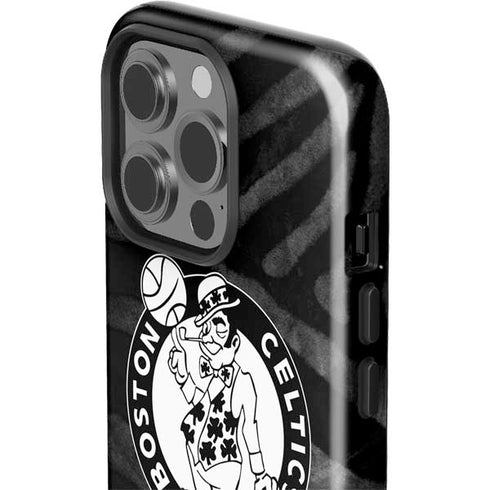 NBA Boston Celtics Black Animal Print iPhone 14 Pro Impact Case
