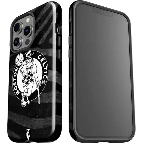 NBA Boston Celtics Black Animal Print iPhone 15 Pro Impact Case