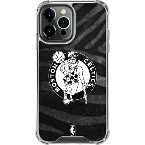 NBA Boston Celtics Black Animal Print iPhone 14 Pro Max Clear Case