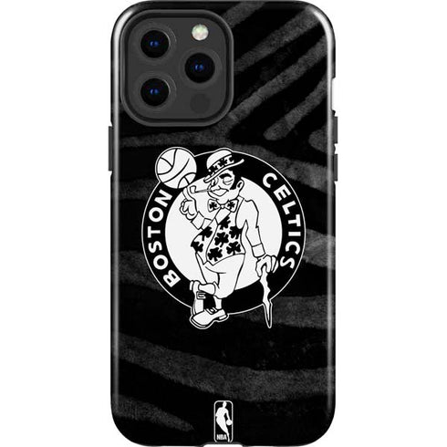 NBA Boston Celtics Black Animal Print iPhone 15 Pro Max Impact Case