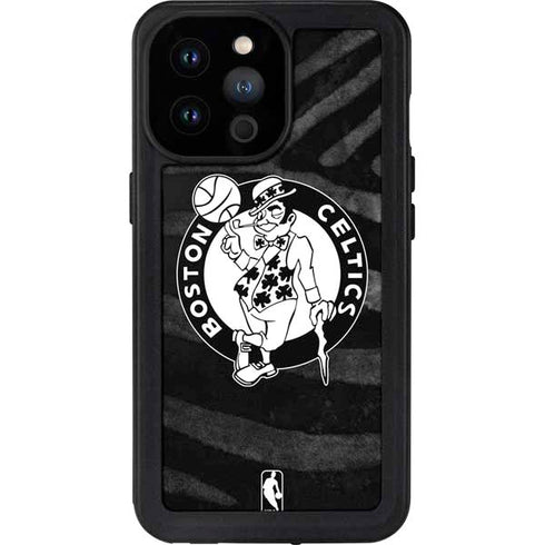 NBA Boston Celtics Black Animal Print iPhone 14 Pro Max Waterproof Case