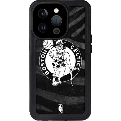 NBA Boston Celtics Black Animal Print iPhone 14 Pro Waterproof Case